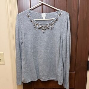 Chico's Silver Embellished Sweater